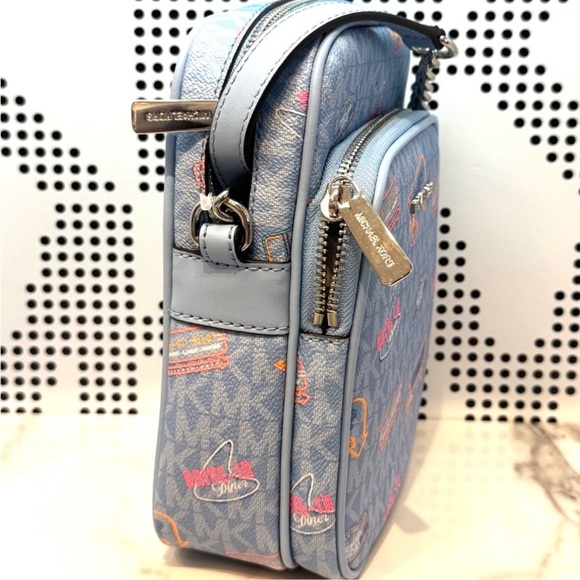 Michael Kors Medium Jet Set Travel NS Chain Xbody Bag Light Sky Multi - Picture 4 of 7